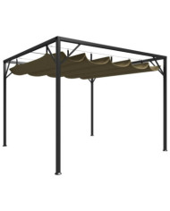 Chapiteau de jardin avec auvent rétractable 3x3m Taupe 180 g/m² | Mobilier & Déco