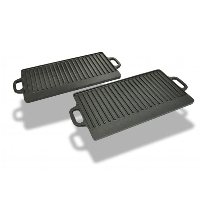 Plancha en fonte réversible 2 pcs 38x23 cm | Mobilier & Déco