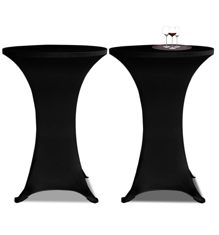 Housses élastiques de table Ø 80 cm Noir 2 pcs | Mobilier & Déco