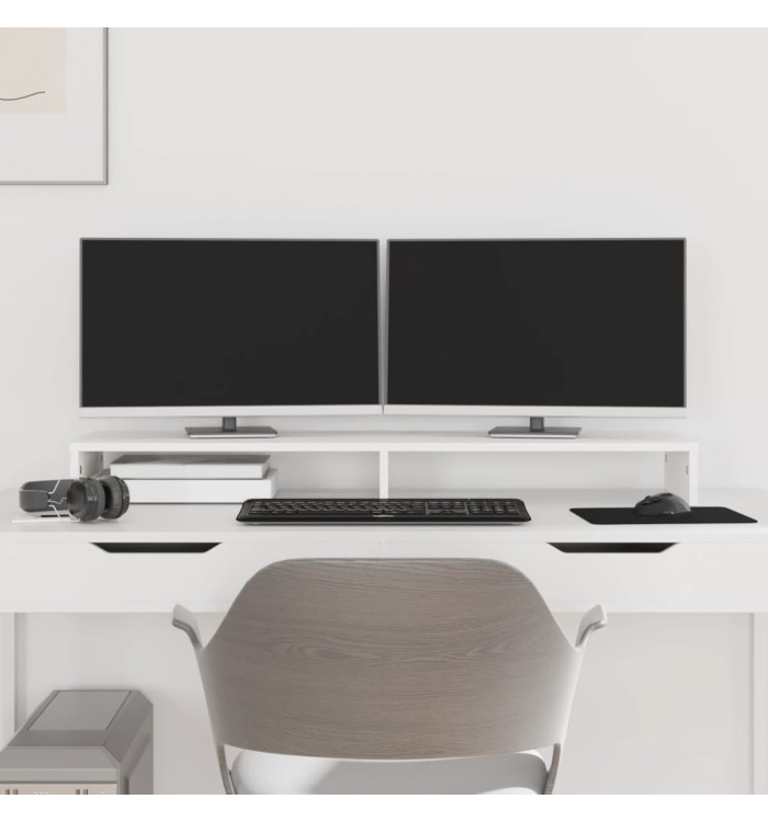 Support de moniteur Blanc 100x27x10 cm Bois de pin solide | Mobilier & Déco