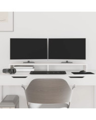 Support de moniteur Blanc 100x27x10 cm Bois de pin solide | Mobilier & Déco