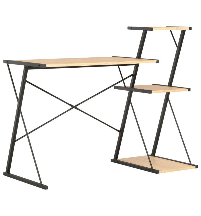 Bureau avec étagère Noir et chêne 116x50x93 cm | Mobilier & Déco