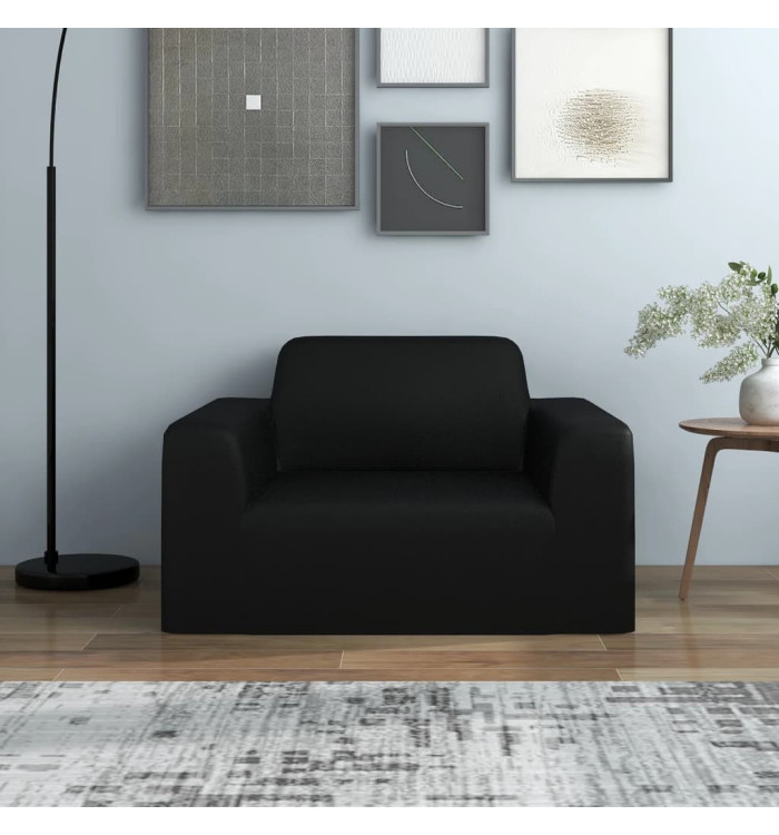 Housse extensible de canapé Noir Jersey de polyester | Mobilier & Déco
