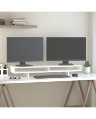 Support de moniteur Blanc 100x27x14 cm Bois de pin solide | Mobilier & Déco