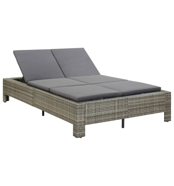 Transat à 2 places avec coussin Gris Résine tressée | Mobilier & Déco