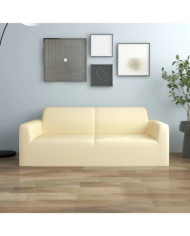 Housse extensible de canapé 2 places Crème Jersey de polyester | Mobilier & Déco