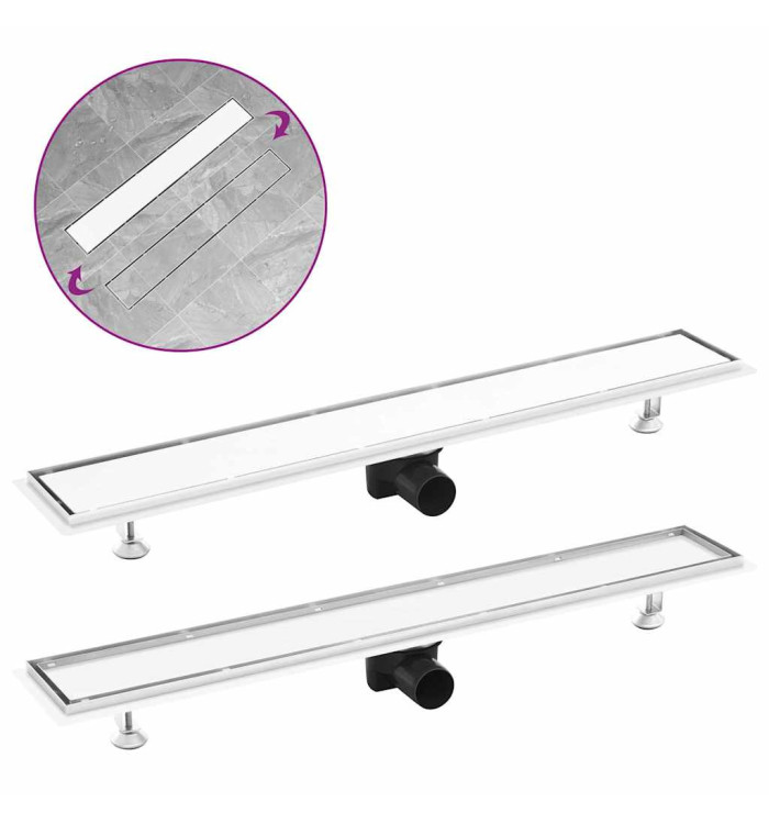 Drain de douche avec couvercle 2 en 1 83x14 cm Acier inoxydable | Mobilier & Déco