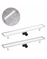 Drain de douche avec couvercle 2 en 1 83x14 cm Acier inoxydable | Mobilier & Déco