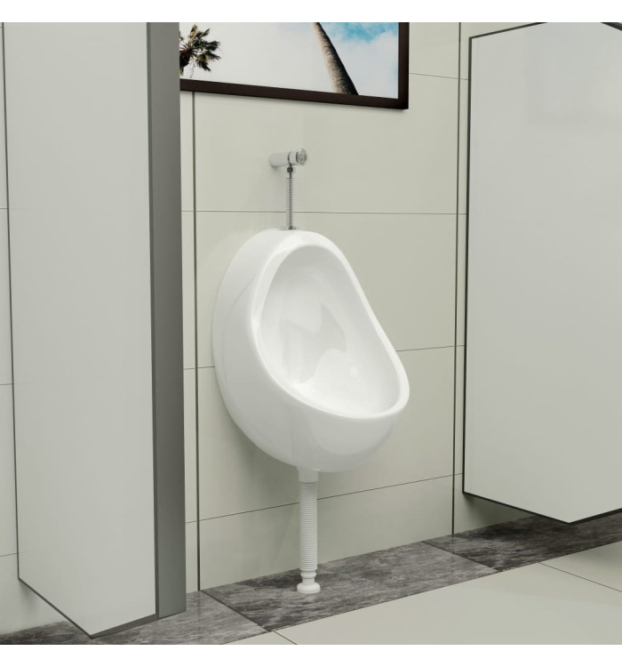 Urinoir suspendu avec valve de chasse d'eau Céramique Blanc | Mobilier & Déco