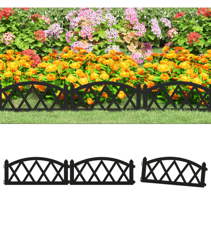Bordures de pelouse 17 pcs Noir 10 m PP | Mobilier & Déco