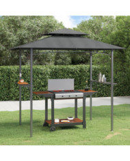Gazebo BBQ et étagères latérales anthracite 240x150x243cm acier | Mobilier & Déco