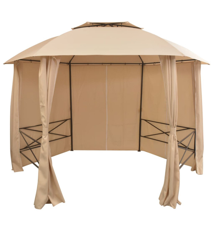 Chapiteau tente de jardin avec rideaux Hexagonal 360 x 265 cm | Mobilier & Déco