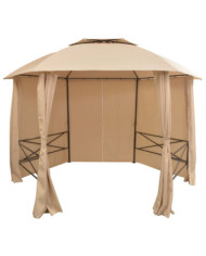Chapiteau tente de jardin avec rideaux Hexagonal 360 x 265 cm | Mobilier & Déco