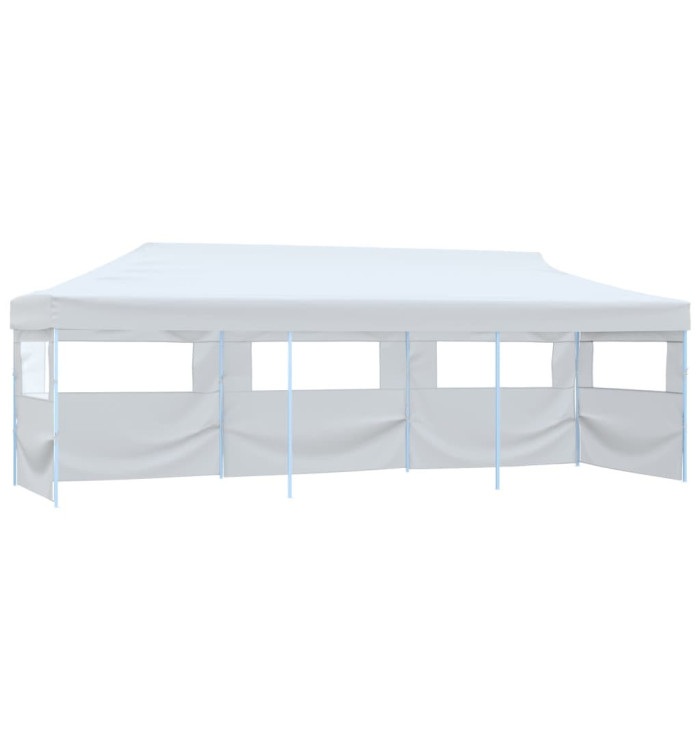 Tente de réception escamotable pliable avec 5 parois 3x9m Blanc | Mobilier & Déco