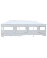Tente de réception escamotable pliable avec 5 parois 3x9m Blanc | Mobilier & Déco