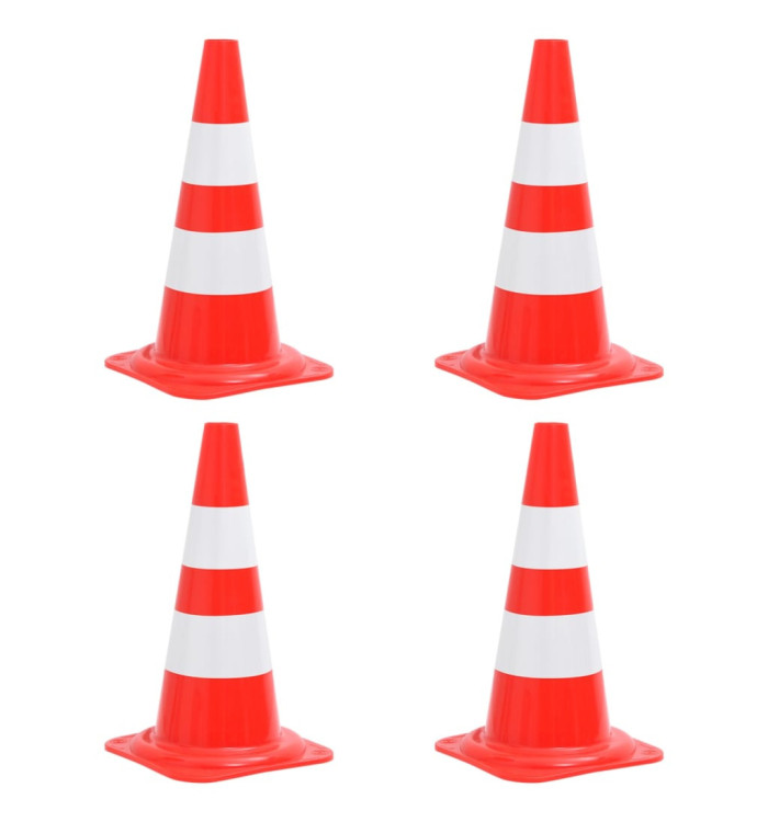 Cônes de signalisation réfléchissants 4 pcs Rouge et blanc 50cm | Mobilier & Déco