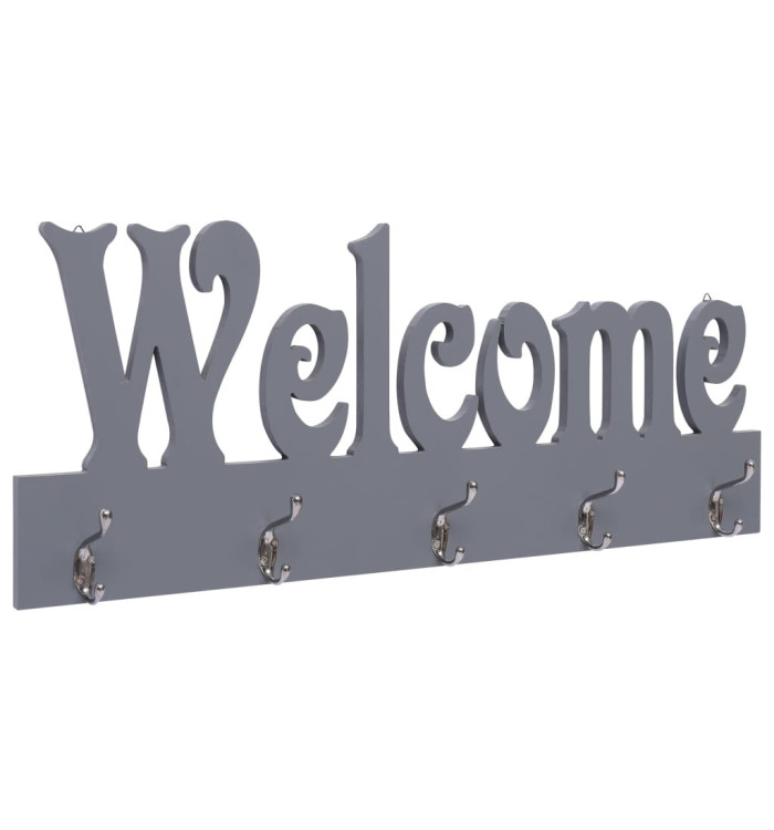 Porte-manteau mural WELCOME Gris 74x29,5 cm | Mobilier & Déco