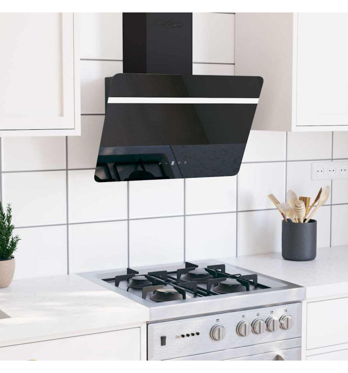 Hotte murale 60 cm Acier et verre trempé Noir | Mobilier & Déco