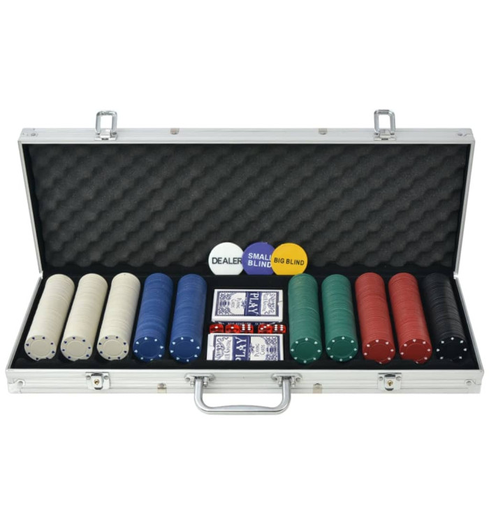 Jeu de poker avec 500 jetons Aluminium | Mobilier & Déco