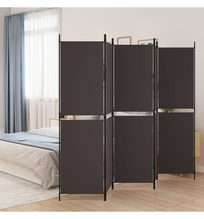 Cloison de séparation 5 panneaux Marron 250x180 cm Tissu | Mobilier & Déco