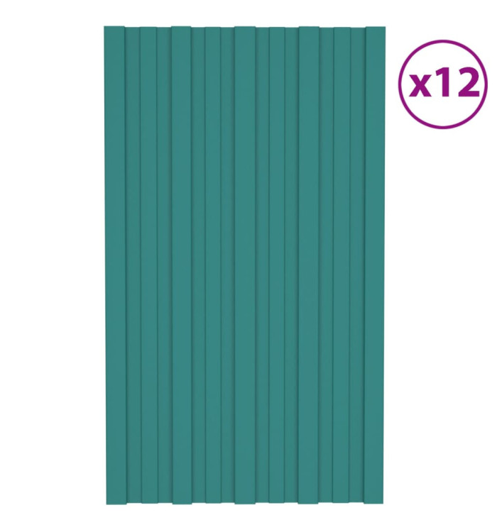 Panneaux de toiture 12 pcs Acier galvanisé Vert 80x45 cm | Mobilier & Déco