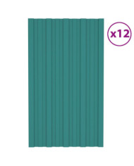 Panneaux de toiture 12 pcs Acier galvanisé Vert 80x45 cm | Mobilier & Déco