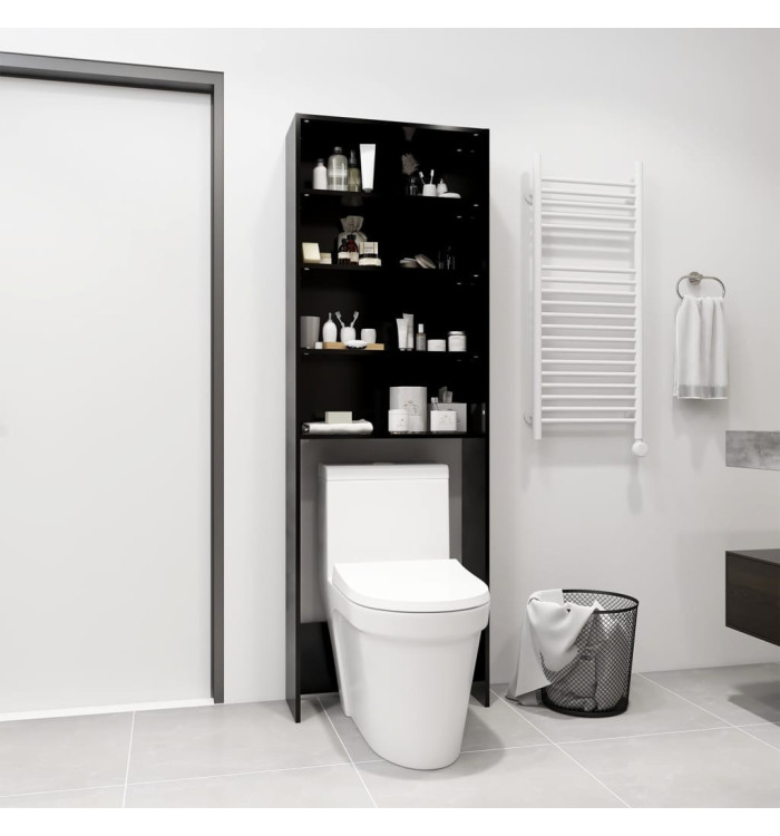 Meuble pour machine à laver noir 64x24x190 cm | Mobilier & Déco