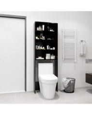 Meuble pour machine à laver noir 64x24x190 cm | Mobilier & Déco
