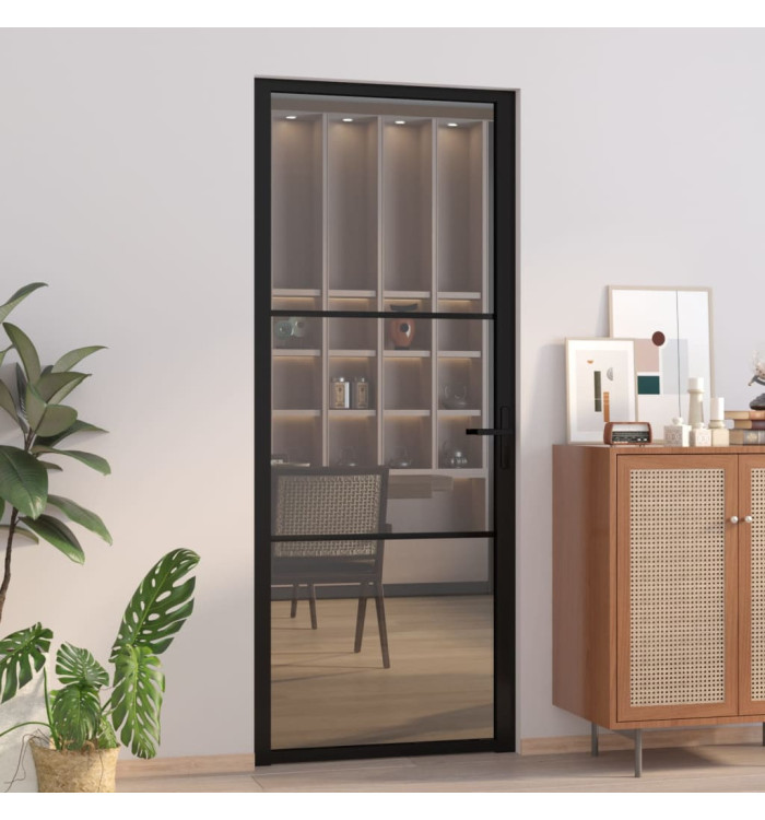 Porte intérieure 83x201,5 cm Noir Verre ESG et aluminium | Mobilier & Déco