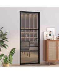 Porte intérieure 83x201,5 cm Noir Verre ESG et aluminium | Mobilier & Déco