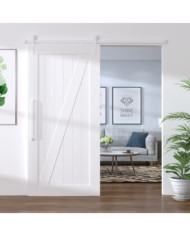 Kit de quincaillerie de porte coulissante 183 cm Acier Blanc | Mobilier & Déco