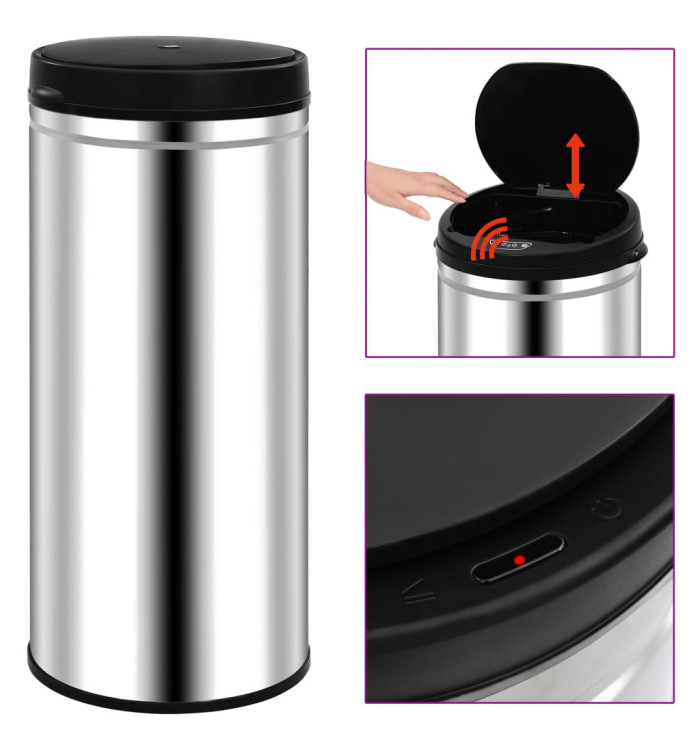 Poubelle à capteur automatique 80 L Acier inoxydable | Mobilier & Déco