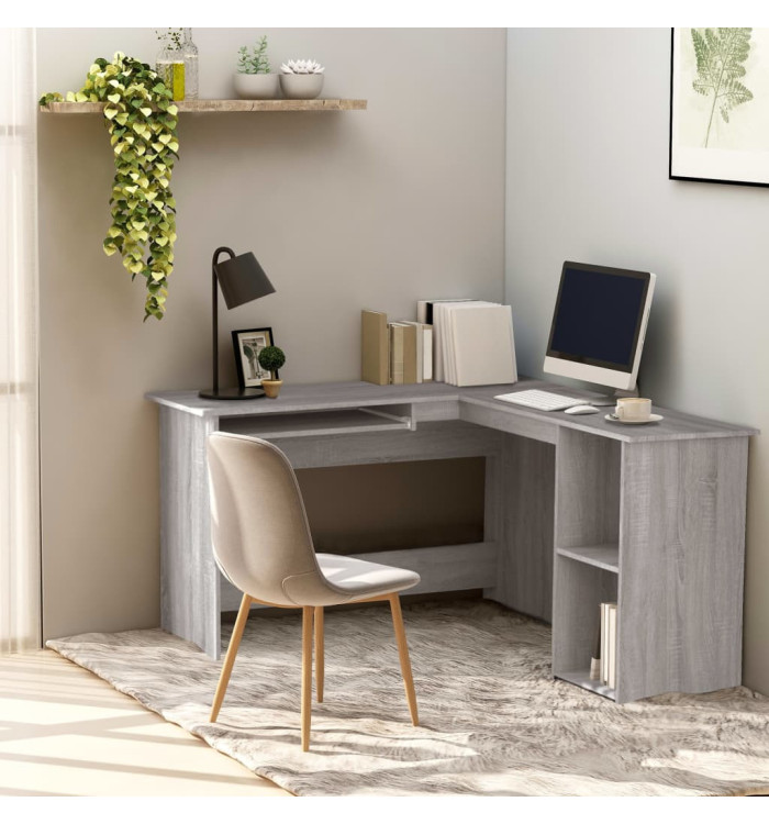 Bureau d'angle sonoma gris 120x140x75 cm bois d'ingénierie | Mobilier & Déco