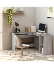 Bureau d'angle sonoma gris 120x140x75 cm bois d'ingénierie | Mobilier & Déco
