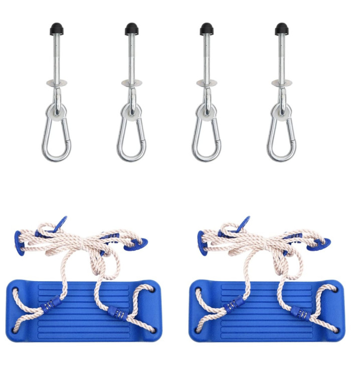 Sièges de balançoire avec pierres d'escalade lot de 2 bleu PE | Mobilier & Déco