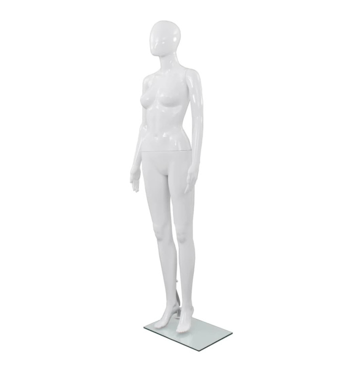Mannequin femme corps complet base verre Blanc brillant 175 cm | Mobilier & Déco