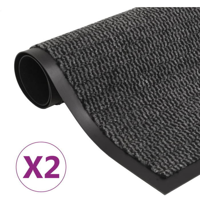 Paillassons rectangulaires 2 pcs 80 x 120 cm Anthracite | Mobilier & Déco