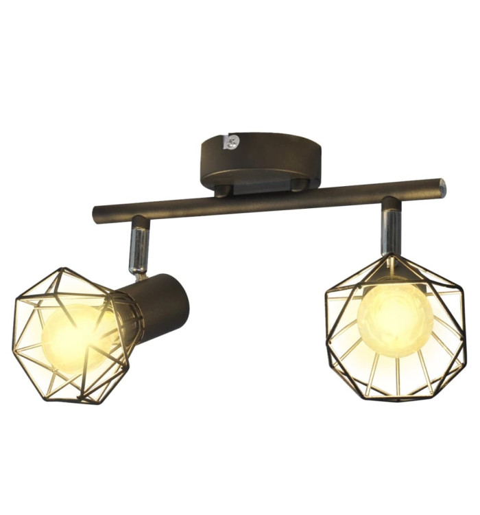 Projecteur style industriel noir avec 2 ampoules à filament LED | Mobilier & Déco