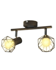 Projecteur style industriel noir avec 2 ampoules à filament LED | Mobilier & Déco