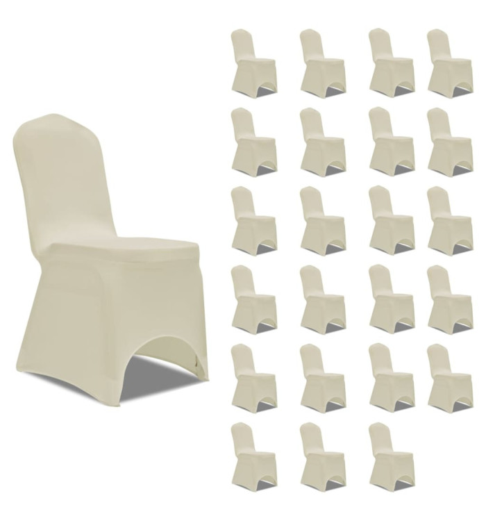 Housses élastiques de chaise Crème 24 pcs | Mobilier & Déco