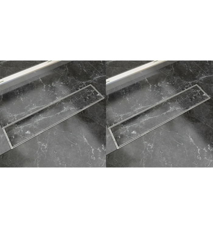 Drain de douche linéaire 2 pcs 530 x 140 mm Acier inoxydable | Mobilier & Déco