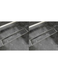 Drain de douche linéaire 2 pcs 530 x 140 mm Acier inoxydable | Mobilier & Déco