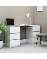 Bureau Blanc brillant 140x50x77 cm Bois d'ingénierie | Mobilier & Déco