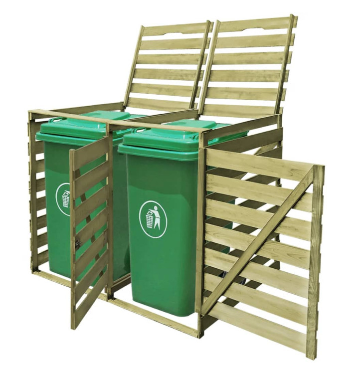 Abri pour poubelle double 240 L Bois imprégné | Mobilier & Déco