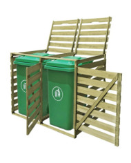 Abri pour poubelle double 240 L Bois imprégné | Mobilier & Déco