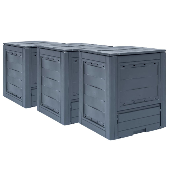 Composteurs de jardin 3 pcs Gris 60x60x73 cm 780 L | Mobilier & Déco
