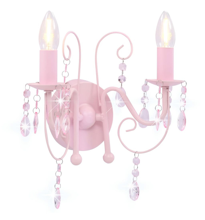 Applique murale à perles Rose 2 ampoules E14 | Mobilier & Déco