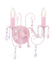 Applique murale à perles Rose 2 ampoules E14 | Mobilier & Déco