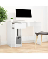 Bureau Blanc brillant 100x50x75 cm Bois d'ingénierie | Mobilier & Déco