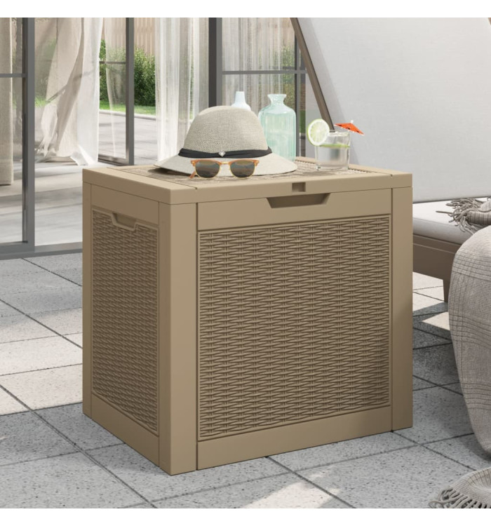 Boîte de stockage de jardin marron clair 55,5x43x53 cm PP | Mobilier & Déco